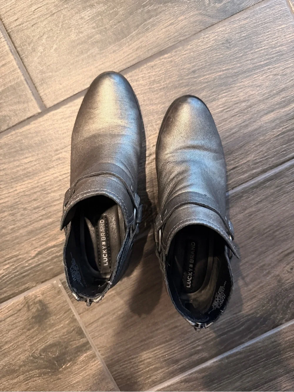 Lucky Brand Metallic Gray Ankle Boots